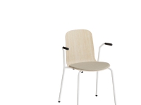Bilde av Stol Add 5901 Hvidpigmenteret Eg, Polstret Sæde I Beige Tekstil, Hvidt Stel