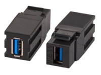 EFB Elektronik EB537V2, platt, svart, USB A, USB A, kvinnlig kontakt, kvinnlig kontakt