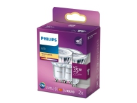 Produktfoto för Philips Spot - LED-spotlight - GU10 - 3.5 W (motsvarande 35 W) - klass F - varmt vitt ljus - 2700 K (paket om 2)