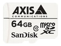 AXIS Surveillance – Flash-minneskort (microSDXC till SD-adapter inkluderad) – 64 GB – Class 10 – microSDXC – vit – för AXIS D201 M3085 M3086 M4308 M5075 P3818 Q1656 Q1715 Q1942 Q6100  P37 Series