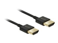 Delock Slim High Quality – HDMI-kabel med Ethernet – HDMI hane till HDMI hane – 25 cm – trippelskärmad – svart – stöd för 4K