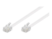 MicroConnect - Telefonkabel - RJ-11 (hann) til RJ-11 (hann) - 15 m - flat - hvit