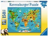 Ravensburger Puslespill Dyr Verdenskart 150 Biter -  Barnepuslespill