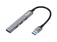 Equip 128960, USB 3.2 Gen 1 (3.1 Gen 1) Type-A, USB 2.0, USB 3.2 Gen 1 (3.1 Gen 1) Type-A, 5000 Mbit/s, Sort, Grå, Aluminium, 0,15 m PC tilbehør - Kabler og adaptere - USB Huber