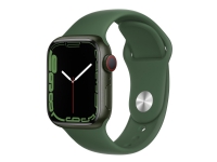 Apple Watch Series 7 (GPS + Cellular) – 41 mm – grönt aluminium – smart klocka med sportband – fluoroelastomer – klöver – bandstorlek: standard – 32 GB – Wi-Fi Bluetooth – 4G – 32 g
