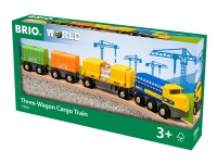 BRIO World – Tre vagnars frakttåg – gult orange ljusgrönt