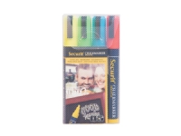 Bilde av Securit 4 Pieces Liquid Chalk Marker Wallet Pack, Blue/red/green/white, Medium 2-6mm Nib, 4 Pc, Blå, Grønn, Rød, Gult, Meisel, Luktfri, 4 Stykker