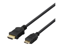 DELTACO – Hög hastighet – HDMI-kabel med Ethernet – mini-HDMI hane till HDMI hane – 2 m – svart – 4K60Hz (3840 x 2160) stöd