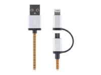 Streetz IPLH-241 – Data-/strömkabel – USB hane till mikro-USB typ B Lightning hane – 1 m – orange – för Apple iPad/iPhone/iPod (Lightning)