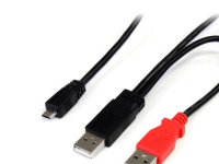 StarTech.com 3 ft. (0.9 m) USB to Micro USB Cable With Power Delivery – Dual USB 2.0 A to Micro-B – Power and Data – Y-Cable – Micro USB Cable (USB2HAUBY3) – USB-kabel – USB (hane) till mikro-USB typ B (hane) – 91 cm – svart
