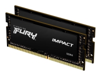 Produktfoto för Kingston FURY Impact - DDR4 - sats - 64 GB: 2 x 32 GB - SO DIMM 260-pin - 3200 MHz / PC4-25600 - CL20 - 1.2 V - ej buffrad - icke ECC - svart