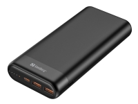 Sandberg – Strömförsörjningsbank – 20000 mAh – 74.4 Wh – 3.25 A – PD QC 3.0 – 3 utdatakontakter (2 x USB 24 pin USB-C) – på kabel: USB-C