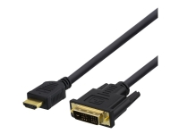 DELTACO – Adapterkabel – HDMI hane till DVI-D hane gängad – 1 m – svart – 1080p stöd 60 Hz