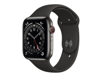 Apple Watch Series 6 (GPS + Cellular) - 40 mm - grafit rostfritt stål - smart klocka med sportband - fluoroelastomer - svart - bandstorlek: S/M/L - 32 GB - Wi-Fi, Bluetooth - 4G - 39.7 g