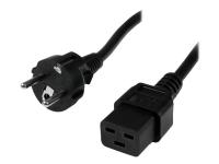StarTech.com 2m (6ft) Computer Power Cord, 16AWG, EU Schuko to C19 Power Cord, 16A 250V, Black Replacement AC Cord, TV/Monitor Power Cable, Schuko CEE 7/7 to IEC 60320 C19 Power Cord - PC Power Supply Cable - Strømkabel - IEC 60320 C19 til power CEE 7/7 (