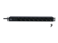 Lanview LVR261874S – Grenuttag (kan monteras i rack) – 16A – AC 230 V – ingång: Typ F – utgångskontakter: 8 (8 x Type F) – 1U – 19 – 3 m sladd – svart