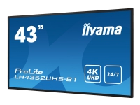 iiyama ProLite LH4352UHS-B1 – 43 Diagonal klass (42.5 visbar) LED-bakgrundsbelyst LCD-skärm – digital skyltning – Android – 4K UHD (2160p) 3840 x 2160 – mattsvart