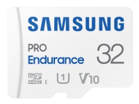 Samsung PRO Endurance MB-MJ32KA – Flashminneskort (microSDHC till SD-adapter ingår) – 32 GB – Video Class V10 / UHS-I U1 / Class10 – microSDHC UHS-I – vit