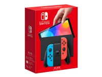 Nintendo Switch OLED - Spillkonsoll - Full HD - 64GB - Hvit / Sort - Opptil 9 timers batterilevetid - Inkl. 2 x Joy-Con (neonrød / neonblå)