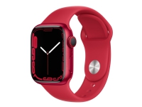 Apple Watch Series 7 (GPS + Cellular) - (PRODUCT) RED - 41 mm - röd aluminium - smart klocka med sportband - fluoroelastomer - röd - bandstorlek: standard - 32 GB - Wi-Fi, Bluetooth - 4G - 32 g