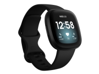 Fitbit Versa 3 – Svart aluminium – smartklokke med bånd – silikon – svart – båndbredde: S/L – Wi-Fi, NFC, Bluetooth