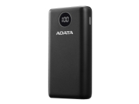 ADATA P20000QCD – Strömförsörjningsbank – 20000 mAh – 74 Wh – 18 Watt – PD 3.0 QC 3.0 – 4 utdatakontakter (USB 24 pin USB-C) – på kabel: USB-C – svart