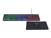 Gembird KBS-UML-01 - keyboard mouse and mouse pad set - US - Tastatur, mus og musematte, sett - Amerikansk Engelsk - Svart