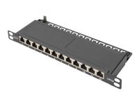 DIGITUS DN-91612S-SL-EA - Koblingspanel - veggmonterbar, rackmonterbar - RJ-45 X 12 - svart, RAL 9005 - 0.5U - 10 PC tilbehør - Nettverk - Patch panel