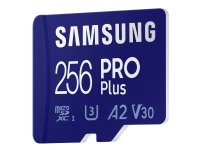 Samsung PRO Plus – Flash-minneskort (microSDXC till SD-adapter inkluderad) – 256 GB – A2 / Video Class V30 / UHS-I U3 / Class10 – mikroSDXC UHS-I – blå