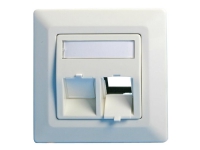 Lanview – Wall plate – with labeling window – RJ 45 – vinklad – 2 modules – vit