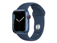 Apple Watch Series 7 (GPS + Cellular) – 41 mm – blå aluminium – smart klocka med sportband – fluoroelastomer – abyss blue – bandstorlek: standard – 32 GB – Wi-Fi Bluetooth – 4G – 32 g
