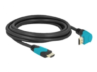 Delock – High Speed – HDMI-kabel – HDMI hane rak till HDMI hane nedåtvinklad – 3 m – svart turkos – Dolby DTS-HD Master Audio-support Dolby TrueHD-support stöder 21:9-filmförhållande 8K60 Hz (7680 x 4320) stöd