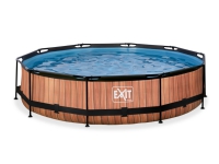 EXIT Wood pool ø360x76cm med filterpump – brun