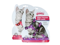 Pawise Kitten Harness Leash-Pink/Purple 1 st Kjæledyr - Katt - Halsbånd, seler og bånd Katt