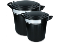 Storage bucket 80 l black, lid, lock and writing label 1 st Kjæledyr - Hest - Tilbehør