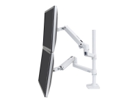 Ergotron LX - Monteringssett (høy stang, dobbel stablearm) - for 2 LCD-skjermer - aluminium - hvit - skjermstørrelse: opptil 40 - skrivebordsmonterbar TV, Lyd & Bilde - Monteringsfester - Vegg