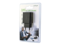 EnerGenie - Strømadapter - 2.1 A - 2 utgangskontakter (2 x USB) - svart Tele & GPS - Batteri & Ladere - Ladere