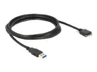 Delock – USB-kabel – Micro-USB typ B (hane) till USB typ A (hane) – USB 3.0 – 2 m – tumskruvar – svart