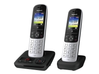 Panasonic KX-TGH722G - Trådløs telefon - svarersystem med anrops-ID/samtale venter - DECT\GAP - treveis anropskapasitet - svart, sølv + ekstra håndsett Tele & GPS - Fastnett & IP telefoner - Trådløse telefoner