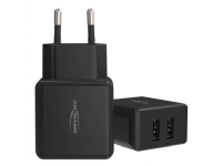 ANSMANN HC212 - Strømadapter - 12 watt - 2400 mA - 2 utgangskontakter (USB) - svart