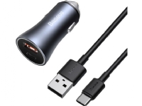 Baseus Golden Contactor Pro billader, USB + USB-C, QC4.0+, PD, SCP, 40W (grå) + USB til USB-C-kabel 1m (svart) Tele & GPS - Batteri & Ladere - Billader