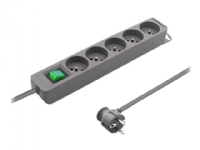 Qoltec - Overspenningsavleder - AC 230 V - 3680 watt - utgangskontakter: 5 - 1.8 m kabel - Frankrike - grå