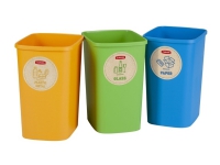 Curver søppelbokssett Deco Flip Bin, uten lokk, 3x10 l, blå/grønn/gul Rengjøring - Avfaldshåndtering - Bøtter & tilbehør