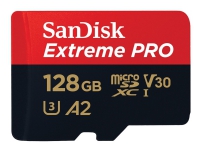 SanDisk Extreme Pro - Flashminnekort (microSDXC til SD-adapter inkludert) - 128 GB - A2 / Video Class V30 / UHS-I U3 / Class10 - microSDXC UHS-I Tele & GPS - Mobilt tilbehør - Minnekort
