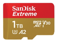 SanDisk Extreme - Flashminnekort (microSDXC til SD-adapter inkludert) - 1 TB - A2 / Video Class V30 / UHS-I U3 / Class10 - microSDXC UHS-I Tele & GPS - Mobilt tilbehør - Minnekort