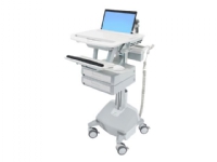 Ergotron StyleView - Vogn - åpen arkitektur - for notebook / tastatur / mus - medisinsk - aluminium, forsinket stål, kvalitetsplast - grå, hvit, polert aluminium - skjermstørrelse: 17,3 bredde - utgang: AC 230 V - 40 Ah - litium-jernfosfat - TAA-samsvar