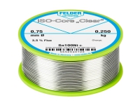 Felder Löttechnik ISO-Core Clear Sn100Ni+ Loddetin Coils Sn99.25Cu0.7Ni0.05 0.250 kg 0.75 mm Føringsveier og feste - Lodding og tilbehør