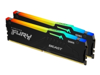 Kingston FURY Beast RGB - DDR5 - sett - 32 GB: 2 x 16 GB - DIMM 288-pin - 5600 MHz / PC5-44800 - CL40 - 1.25 V - ikke-bufret - on-die ECC PC-Komponenter - RAM-Minne - DDR5