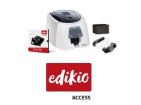 Evolis Edikio ACCESS Prislappløsning, ensidig, 12 punkter/mm (300dpi), USB-kortskriver, ensidig, termisk overføring, oppløsning: 12 punkter/mm (300dpi), USB, inkl.: kabel (USB), strømforsyning, strømkabel (EU) , designprogramvare, 100 kort, bånd (EA2U0000