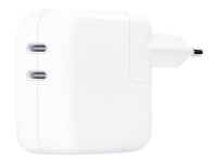 Apple 35W Dual USB-C Port Power Adapter – Strömadapter – 35 Watt – utgångskontakter: 2 – för 10.2-inch iPad  10.9-inch iPad Air  AirPods Max  AirPods Pro  iPhone 11 12 13 SE